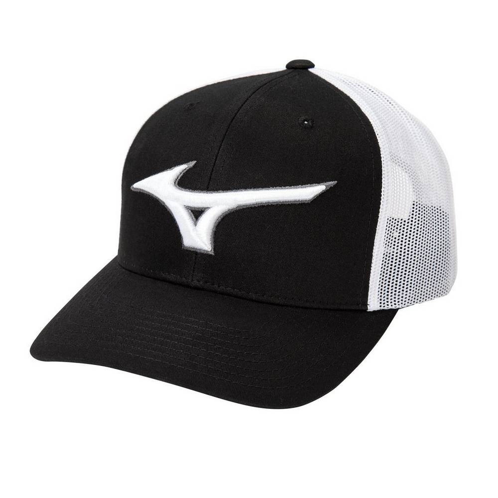 Panske Čiapky Mizuno Diamond Trucker Baseball Čierne/Biele Vypredaj VCPL85104